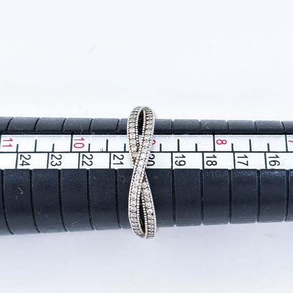 Vintage Sterling Silver 925 Cubic Zirconia Crossover Band Ring Size 9 - Picture 6 of 8